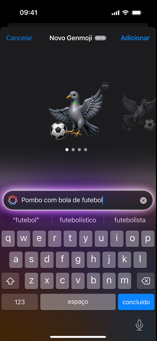 Tela que mostra um Genmoji