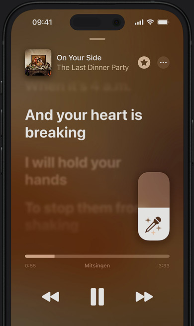 Apple Music Sing Modus auf dem iPhone spielt „New“ von Lauren Daigle