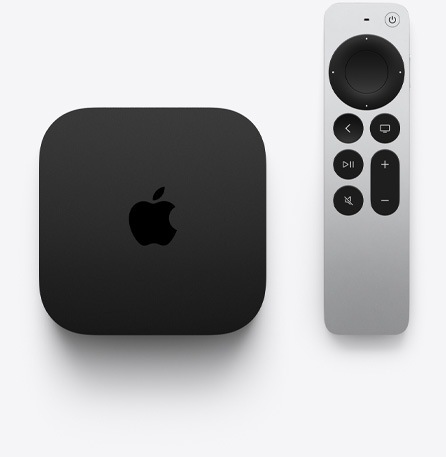 Apple TV 4k and Siri remote pictured side-by-side