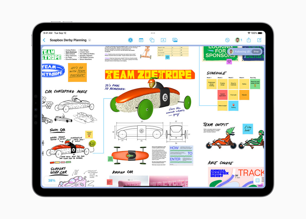 フリーボードが表示されている11インチiPad Pro。