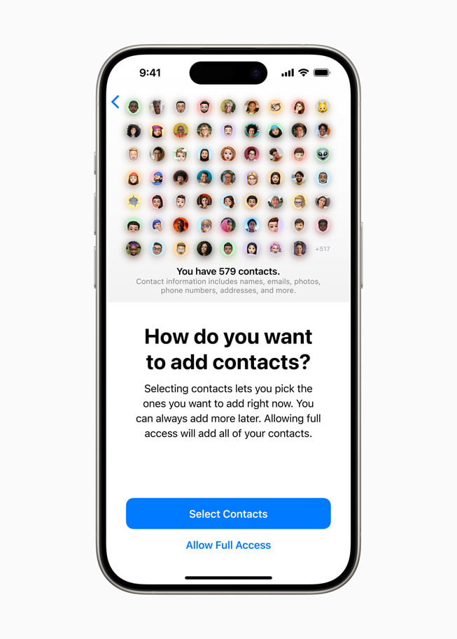 Funkce Contacts permission na iPhonu 15 Pro