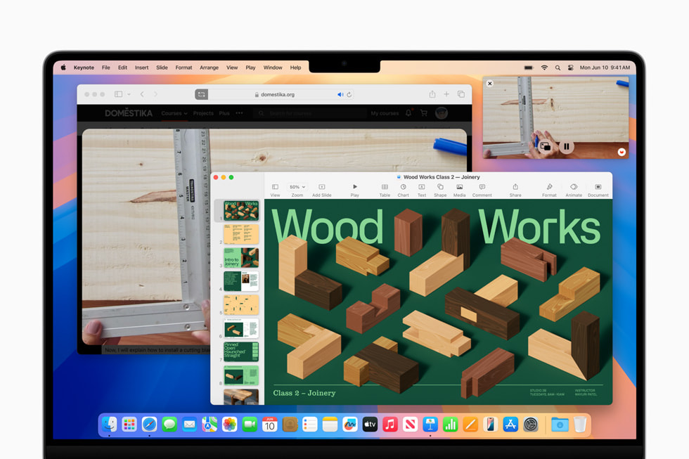 Viewer mette un video sulla lavorazione del legno in primo piano su un MacBook Pro.