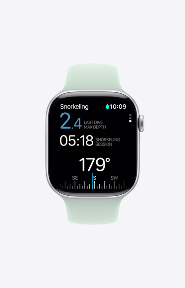 Snorkeling metrics in the Oceanic+ app.