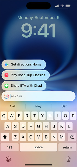 На екрані iPhone відображається оновлений інтерфейс Siri та функція «Текст для Siri».