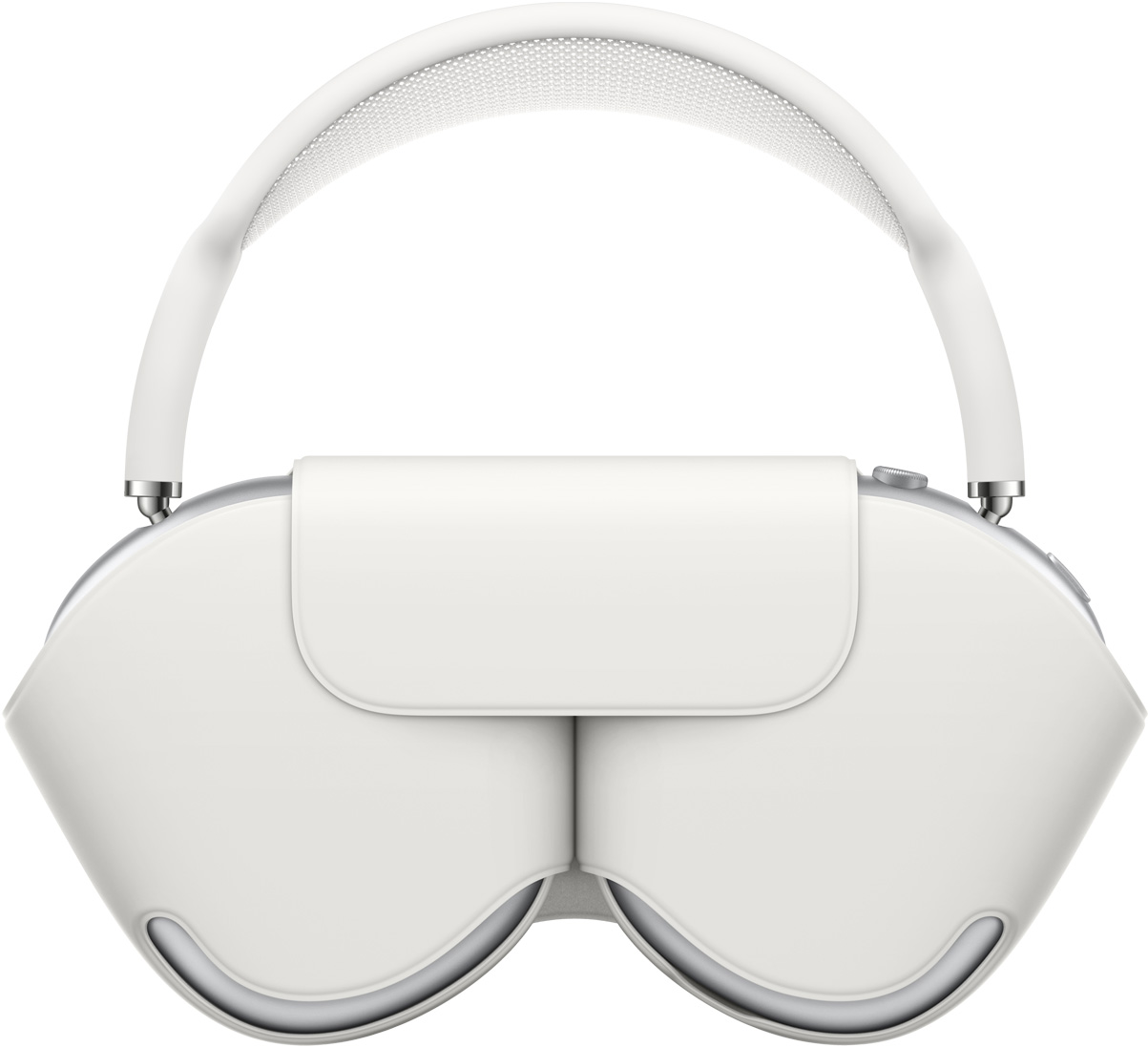 Slušalice AirPods Max u srebrnoj boji s usklađenom kutijicom Smart Case čija je namjena zaštiti slušalice, dok obloga ostaje iznad kutijice i kada su slušalice pohranjene.