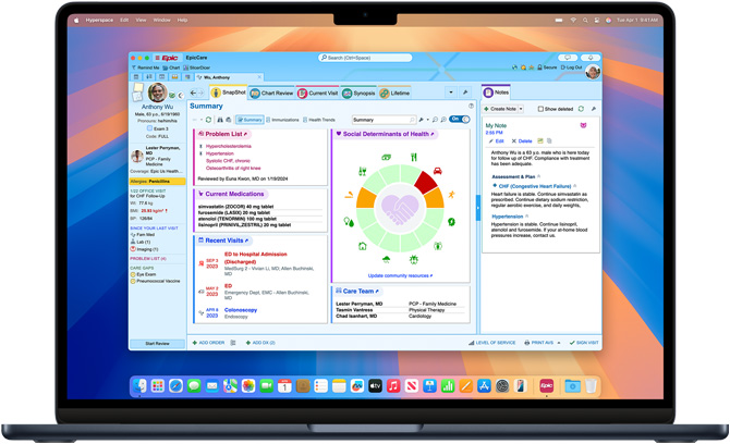 A MacBook Pro displaying Epic MyChart Electronic Health Records.
