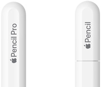 Apple Pencil Pro, Apple Pencil Pro dengan ujung bulat dan bergrafir, Apple Pencil USB-C, penutup Apple Pencil bergrafir.