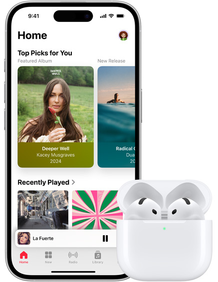 Демонстрація функції «Злагодженість» на iPhone та AirPods