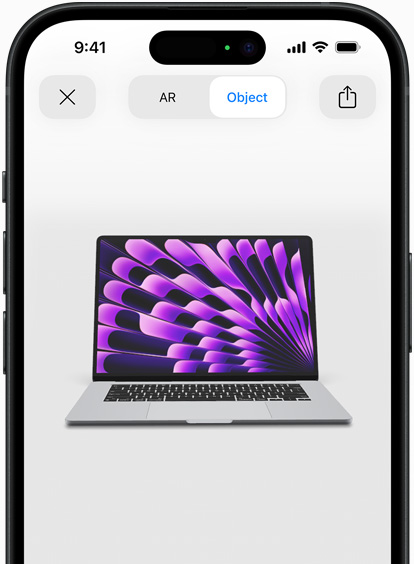 Hình xem trước của MacBook Air màu Xám Không Gian được xem bằng trải nghiệm AR trên iPhone