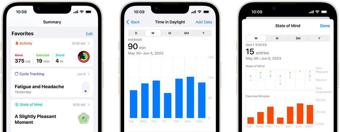 La app Salud se muestra en el iPhone